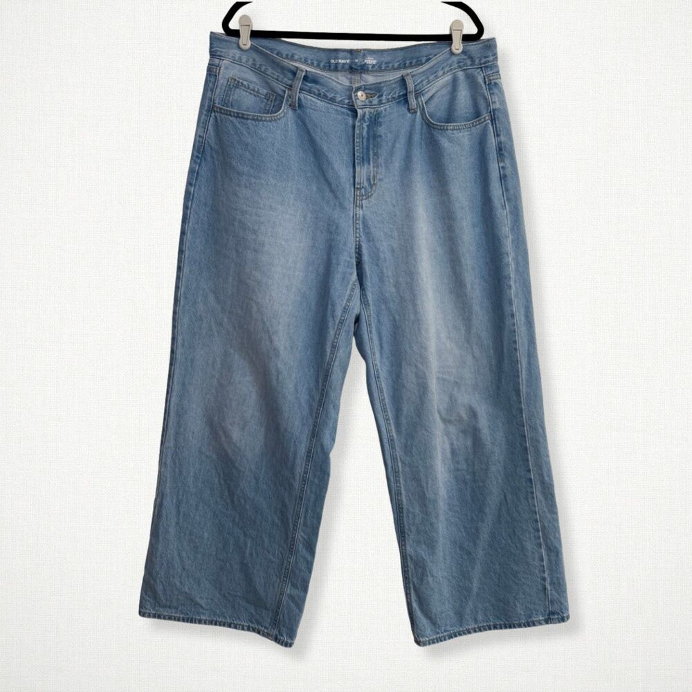 Old Navy Women's WOW Baggy Wide Leg Jeans Dream Weaver Light Wash 16 Cotton